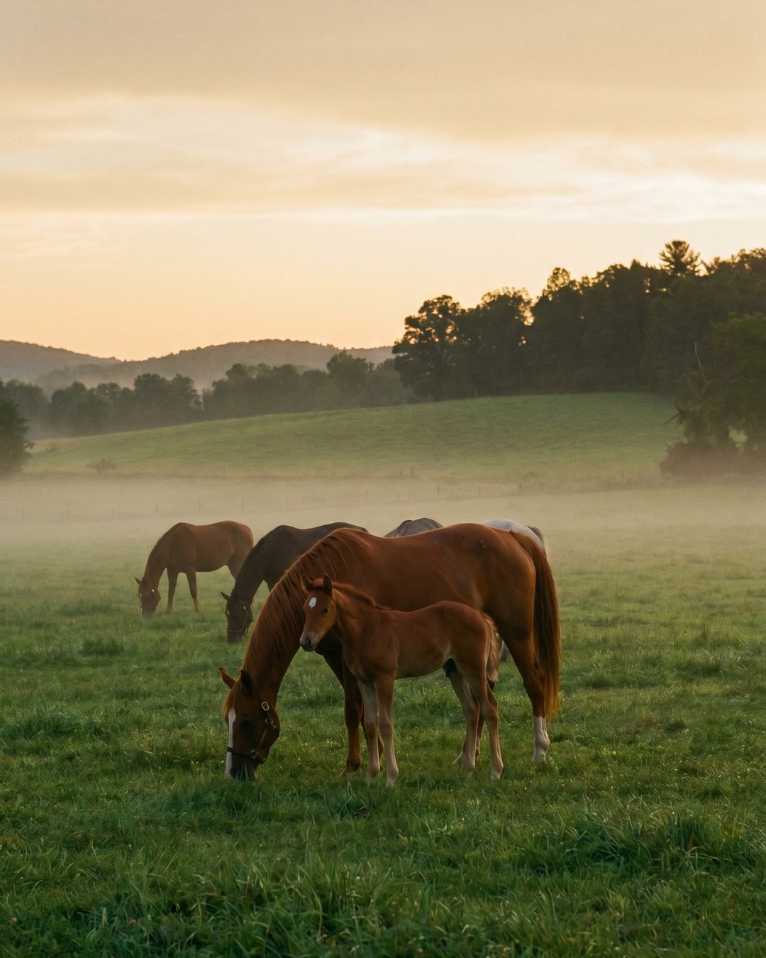 A herd in morning mist